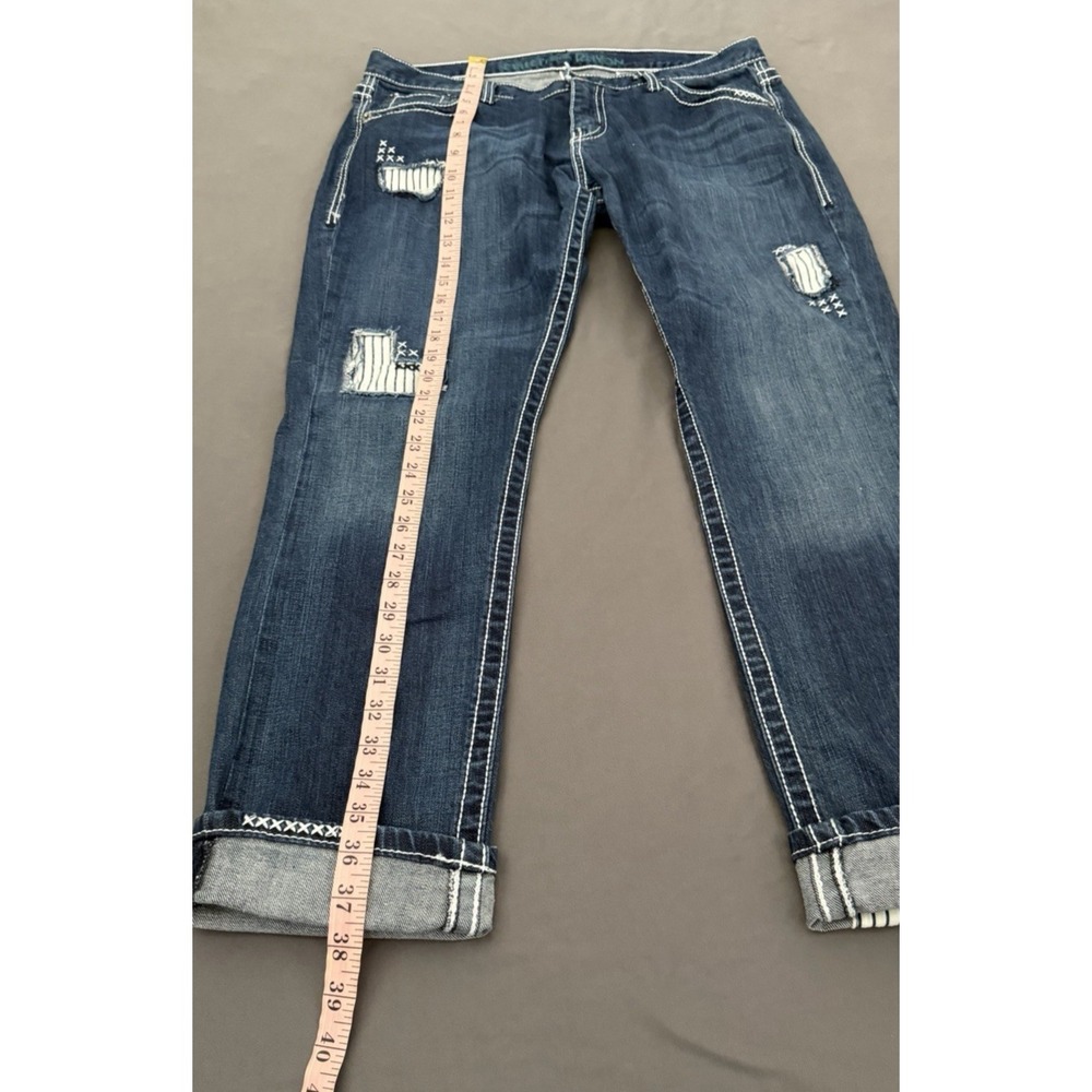Cruel Denim Rhyon Dark Jeans Womens Sz 30/9R Mid-Rise Straight Leg Patched Style - Picture 7 of 13